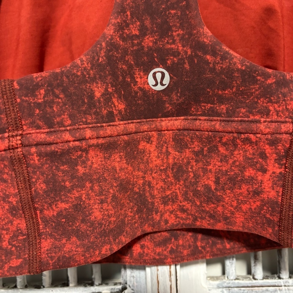 Lululemon Wunder Train Longline Bra C/D Cup Denim Wash Print Autumn Red Black - Picture 5 of 7